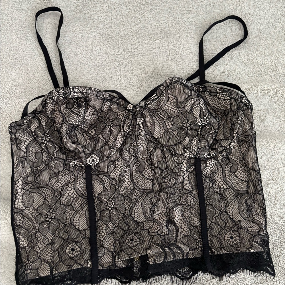 Express Black Lace Bustier